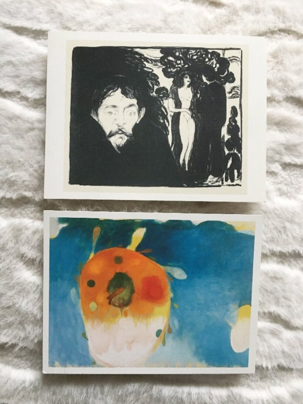 Two Vintage 90s AGO Impressionistic Postcards Edvard Munch & Joyce Wieland